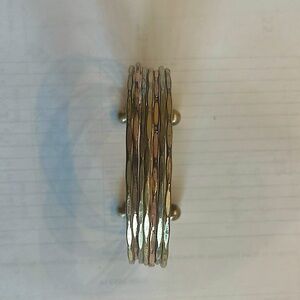 Two tone metal cuff bracelet